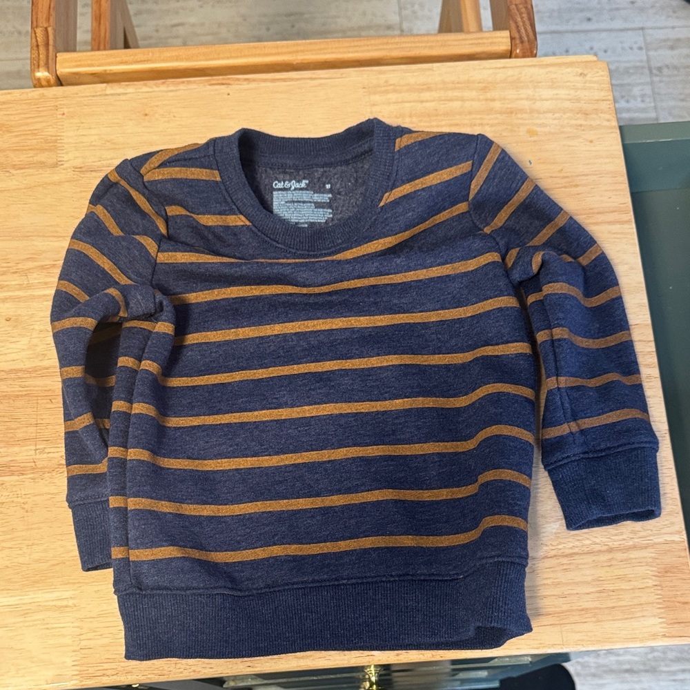 Cat & Jack Navy and Brown Striped Sweatshirt